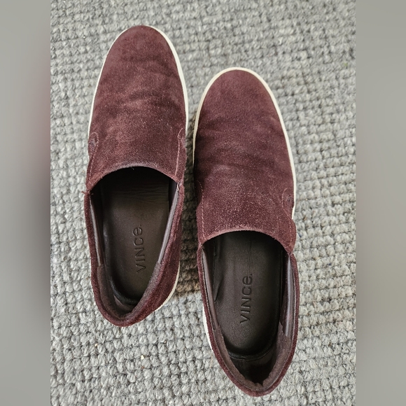 Vince Women's Dark Burgundy Suede Slip-Ons, Size US 9/ EUR 40 - Picture 7 of 14